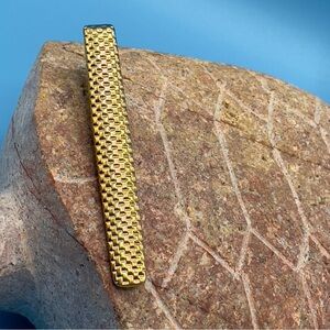 Vintage Hickok Gold Tone Basketweave Tie Clip Bar USA Mid Century Excellent